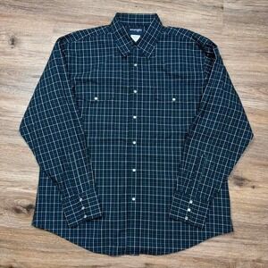 vintage wrangler plaid pearl snap long sleeve shirt